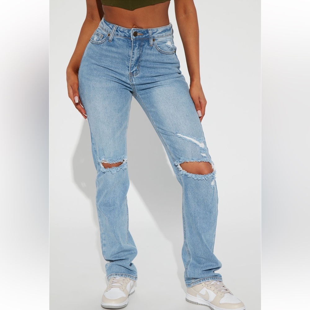 Fashion Nova Daredevil Ripped Straight Legged Jeans